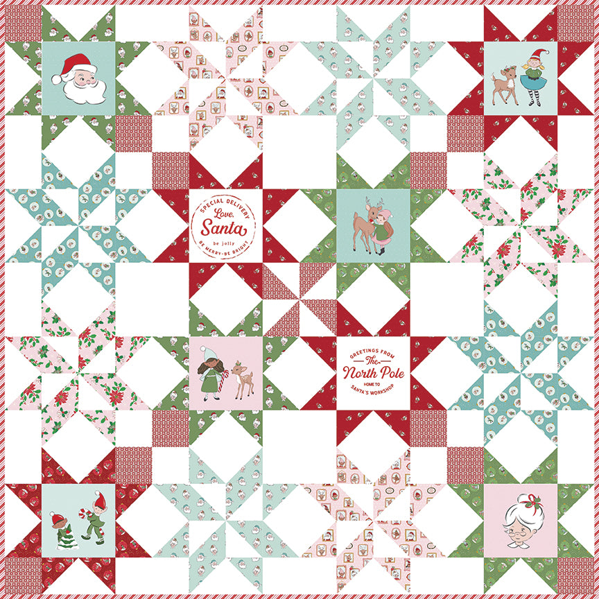 Claus & Co. Candy Cane Stripes (Multicolored) by Melissa Mortenson; Sold in Half Yard Increments
