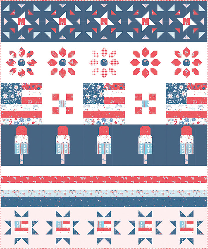 Firework Fields Gingham in Light Blue by Gracey Larson; Sold in Half Yard Increments