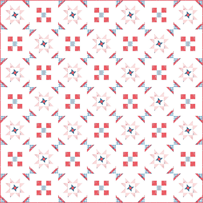 Firework Fields Gingham in Light Blue by Gracey Larson; Sold in Half Yard Increments
