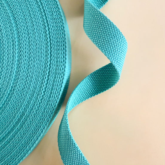 Minki Kim 1" Cotton Webbing in Teal; Sold in 2.5 Yard Increments