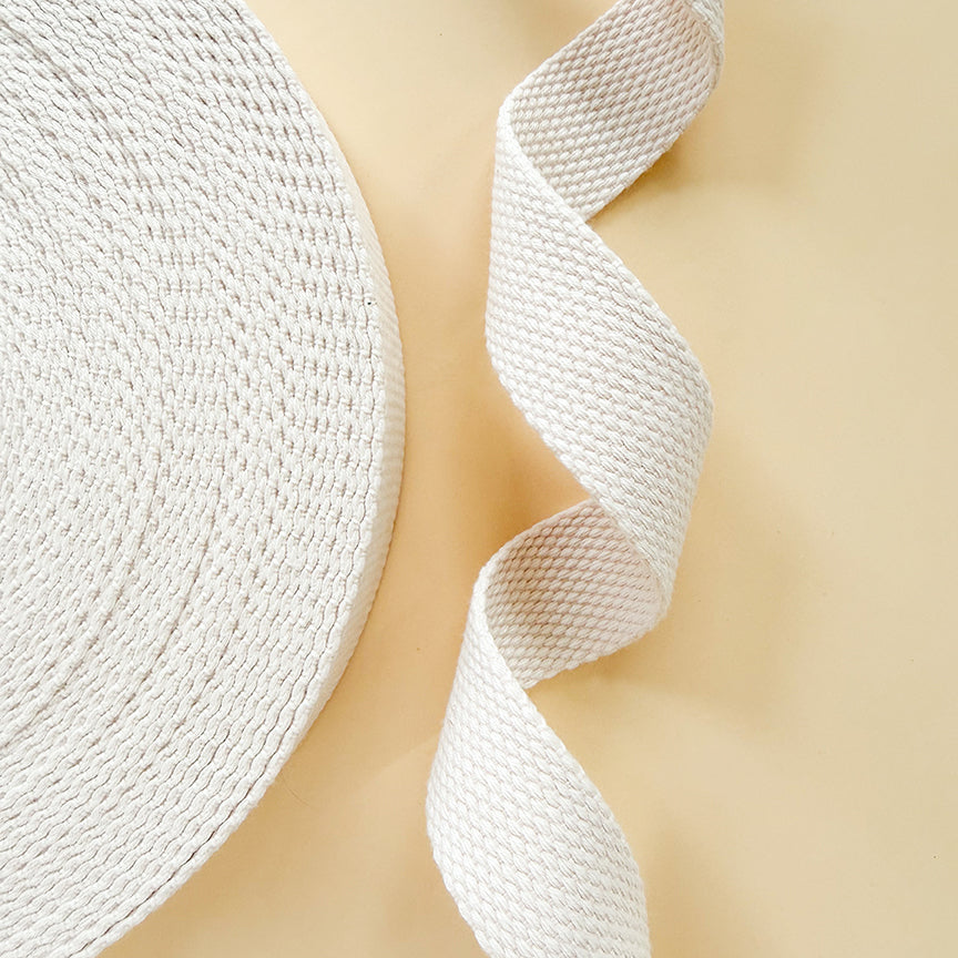 Minki Kim 1" Cotton Webbing in Cream; Sold in 2.5 Yard Increments