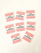 Minki Kim - Check Love Woven Labels: Love In Every Stitch; Set of 8 Labels; Approx. 1.5" x 1.5" each
