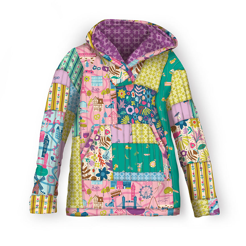 Quilted Hoodie Pattern by Casey Cometti at Wellspring Designs; Sizes XS-XXXL; PAPER Pattern