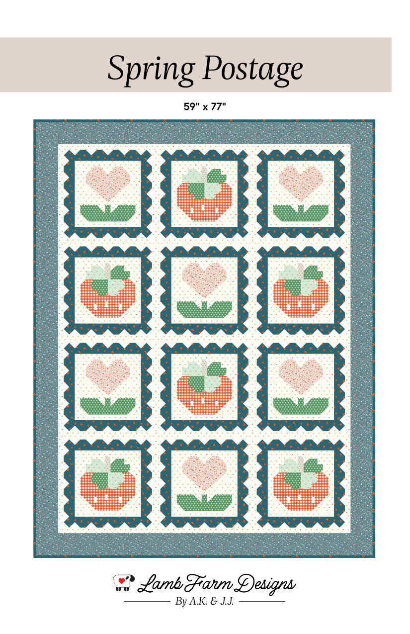 Spring Postage Quilt PAPER Pattern by Lamb Farm Designs; Traditionally Pieced; Makes a 59" x 77" Quilt