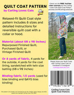 Quilt Coat Pattern by Carling Loves Cats; PAPER Pattern; Fits Most - Very Relaxed-Fit
