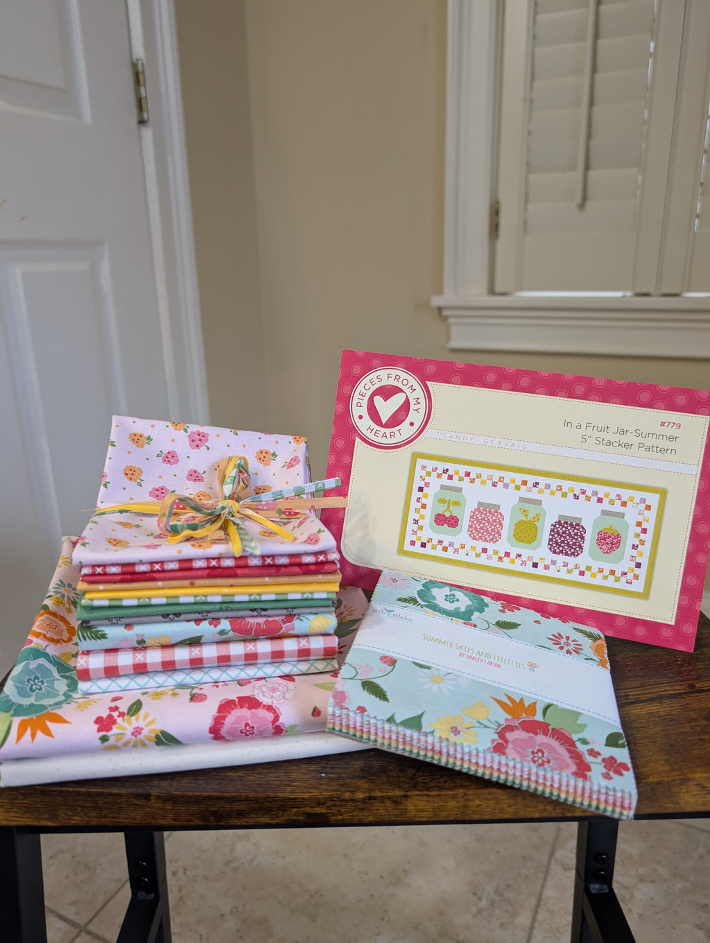 Runner Fabric Kit - In a Fruit Jar Summer Runner Pattern Included; Fabric from Summer Skies & Fireflies by Gracey Larson, Approx. 44" x 19"