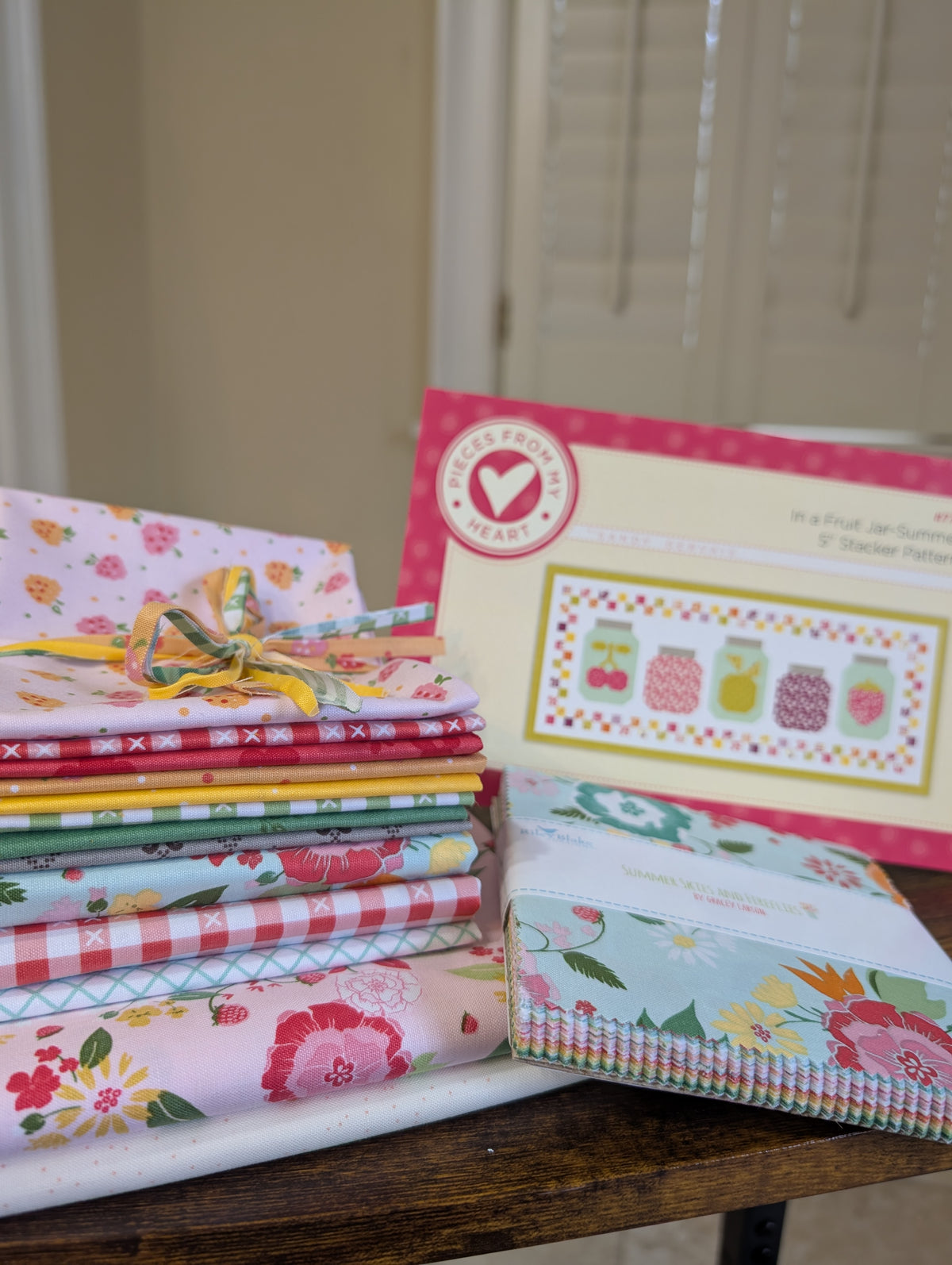 Runner Fabric Kit - In a Fruit Jar Summer Runner Pattern Included; Fabric from Summer Skies & Fireflies by Gracey Larson, Approx. 44" x 19"