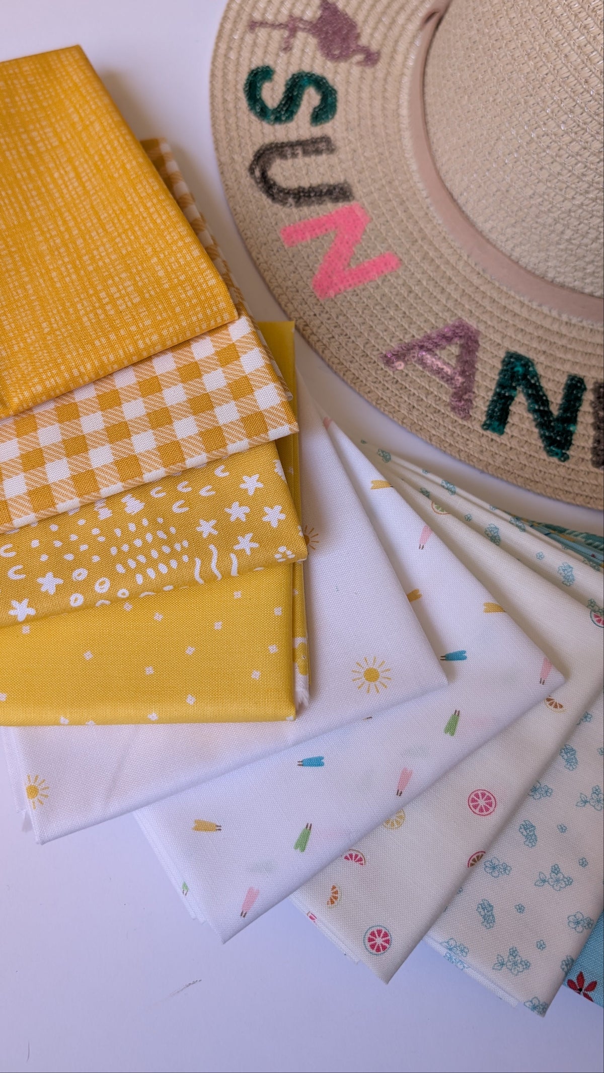 Summer Sunshine Fabric Bundle; 13 Piece Fat Quarter Quilting Bundle