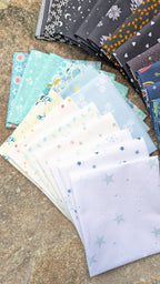 Quilt Kit for Ghost Party Quilt by Woolly Petals - "Little Ghost Who Was A Quilt"; 13 NON-Spooky FQs, 7 LV, 7 Blue FE, Binding + Paper Pattern