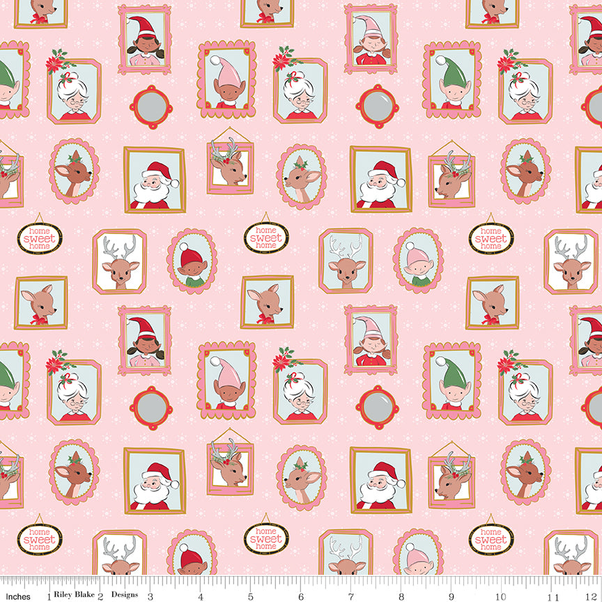 Claus & Co. Wallpaper in Pink Sparkle by Melissa Mortenson; Sold in Half Yard Increments