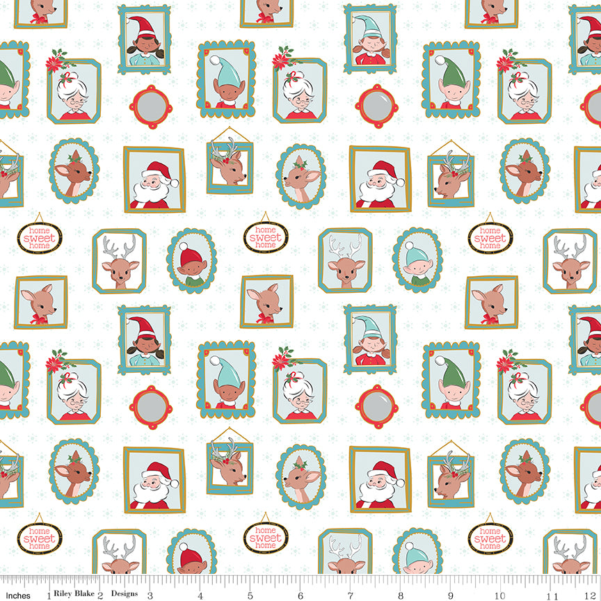 Claus & Co. Wallpaper in White Sparkle by Melissa Mortenson; Sold in Half Yard Increments