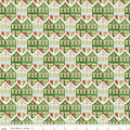 Claus & Co. Christmas Houses in Green Sparkle by Melissa Mortenson; Sold in Half Yard Increments