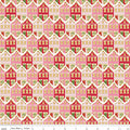 Claus & Co. Christmas Houses in Red Sparkle by Melissa Mortenson; Sold in Half Yard Increments