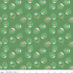 Claus & Co. Ornaments in Green Sparkle by Melissa Mortenson; Sold in Half Yard Increments