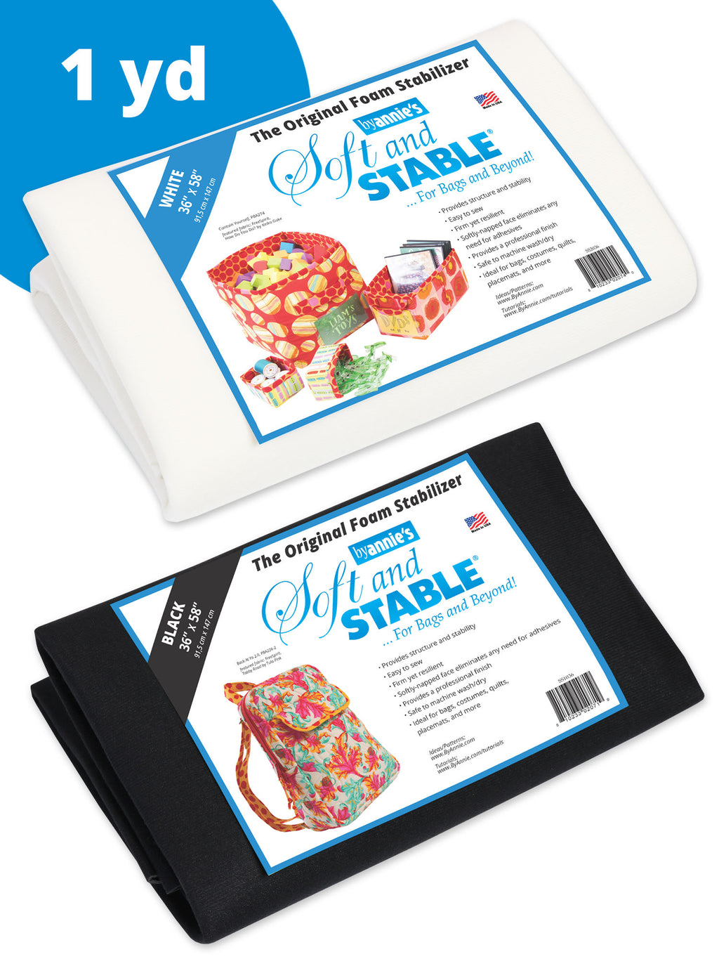 One Yard, ByAnnie Soft and Stable White OR Black 100% Polyester Foam Stabilizer, 36" x 58"