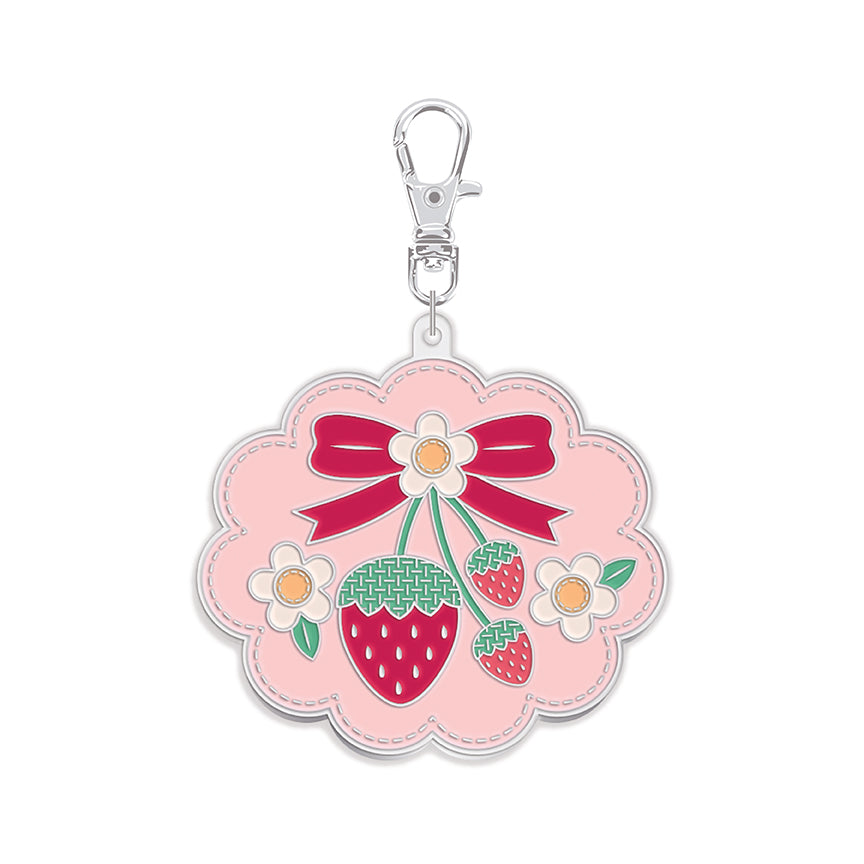Strawberry Crush Enamel Happy Charm™ by Lori Holt of Bee in my Bonnet; Approx. 2" x 2"