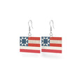 Leather Flag Earrings from the Independence Collection by Riley Blake Designers; Earring size is 3/4" x 1". Hang is 2"
