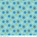 Oh Happy Day! Florals in Aqua by Sandy Gervais; Sold in Half Yard Increments