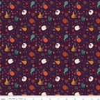 Little Witch Pumpkin Patch on Purple by Jennifer Long of Sew a Story; Sold in Half Yard Increments