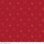Spring Barn Quilts - Quilt Blocks on Rusty Red by Tara Reed; Sold in Half Yard Increments