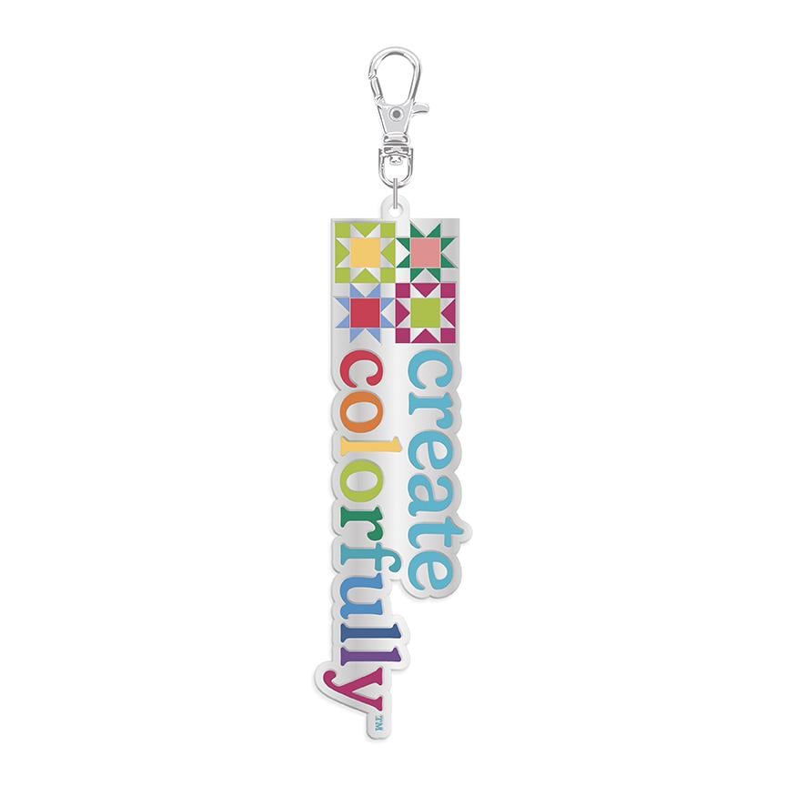 Create Colorfully Quilty™ Enamel Charm by Riley Blake Designs; Approx. 1" x 3.5" Zipper Pull Charm