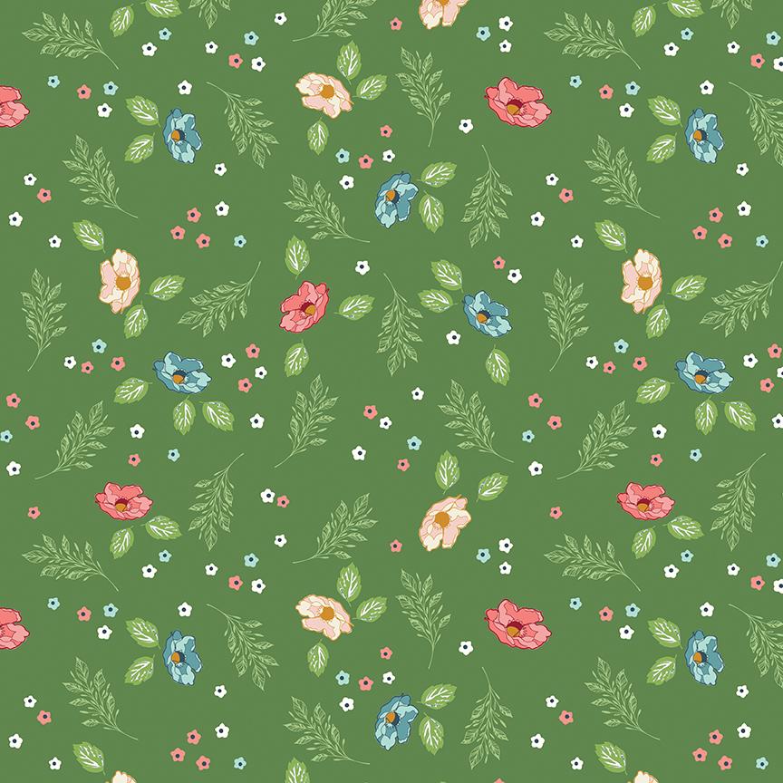 Melody Flower Fields in Clover Green by Beverly McCullough of Flamingo Toes; Sold in Half Yard Increments