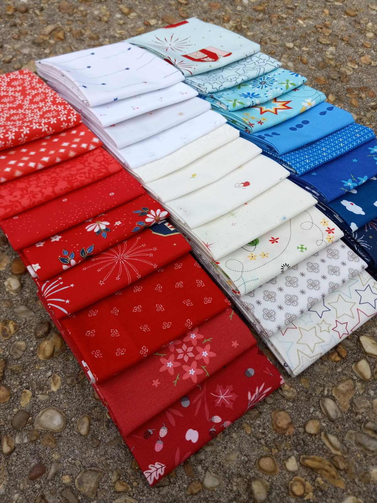 Red, White, Blue Fat Quarter Bundle: Various Designers for Riley Blake Designs, 30 Piece Bundle of Quilting Fabrics; Approx. 18" x 21" each