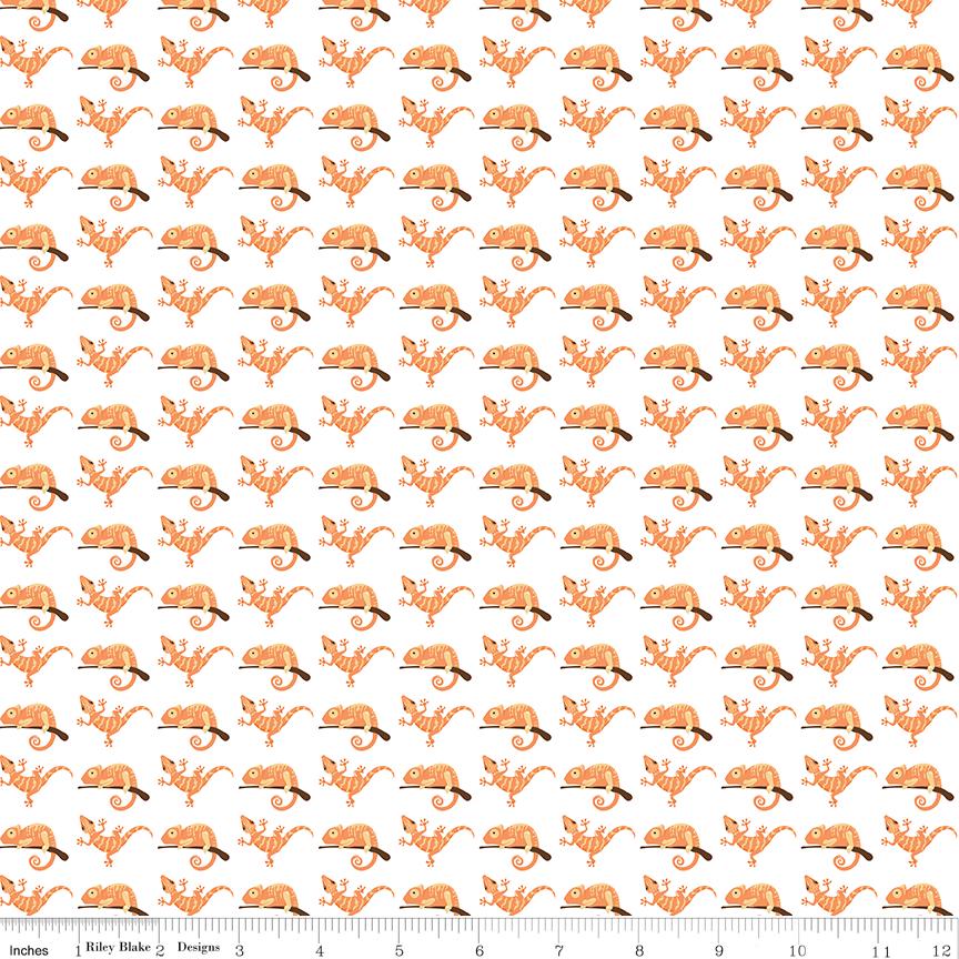 Geckos on White from Lori Whitlock's Pets Collection for Riley Blake Designs; Sold in Half Yard Increments