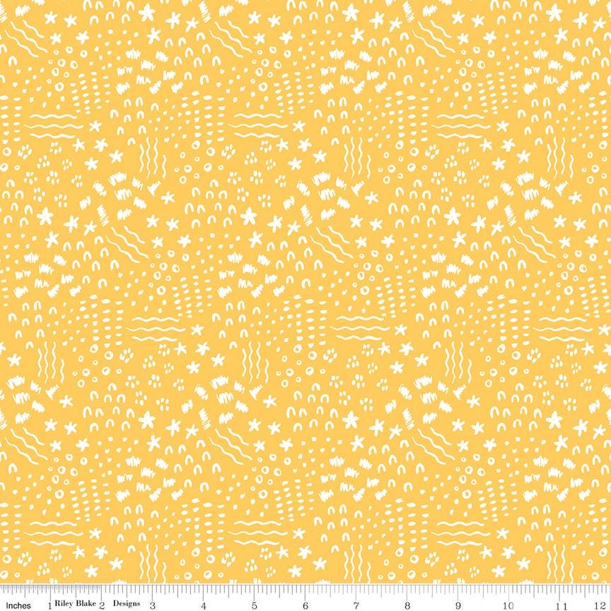 Get Your Cray-on with Crayola - Dense Doodle in Yellow; Sold in Half Yard Increments