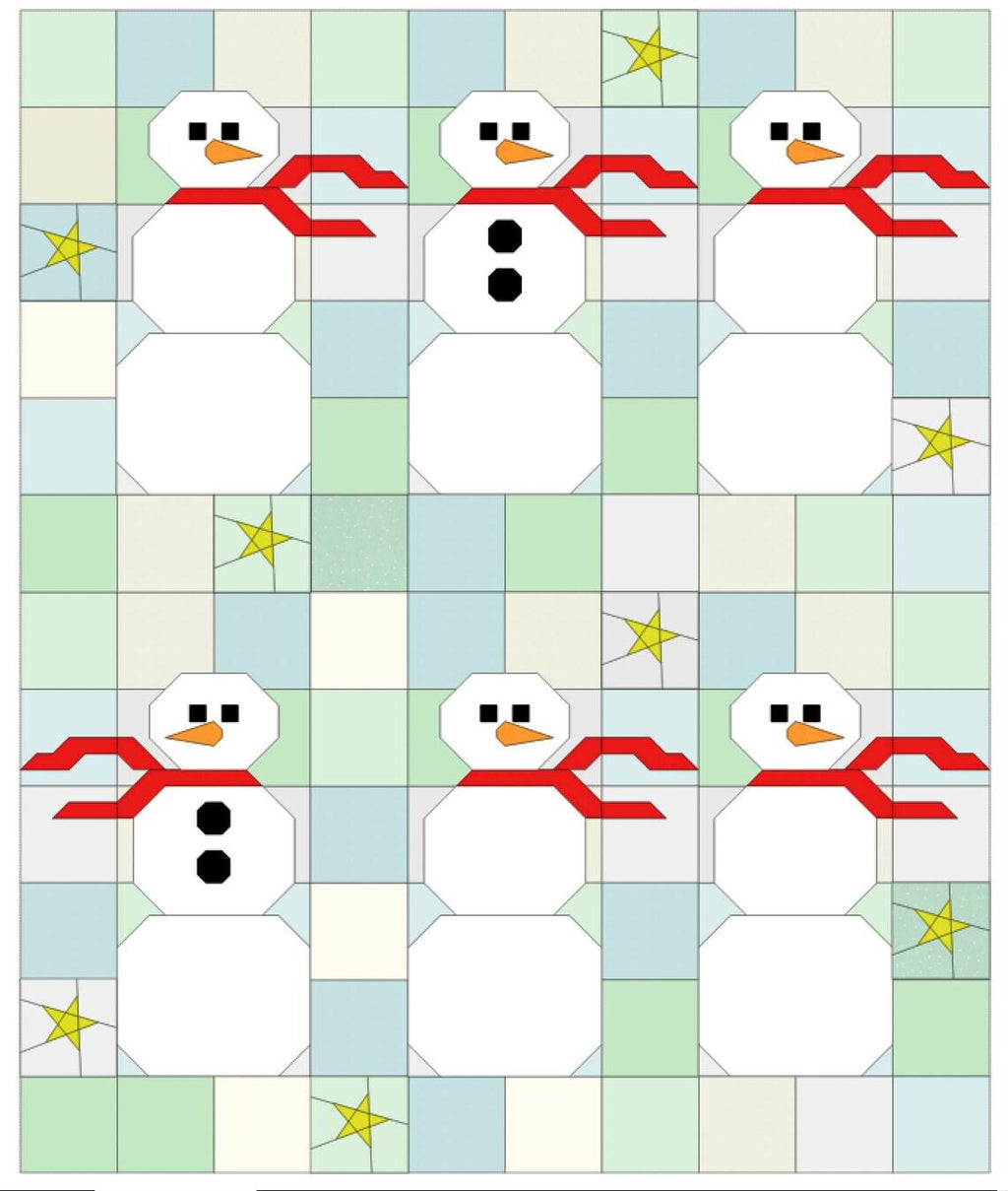 Quilt Kit for Do You Want to Sew a Snowman Quilt by Woolly Petals; Includes 18 Blue Fat Quarters, 7 Low Volume FQs, 1 Red FQ, Orange, Black