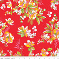 Wide Back Picnic Florals - Main Floral Print in Red by My Mind's Eye; Approx. 107"/108" for Quilt Backing; Sold by the Yard