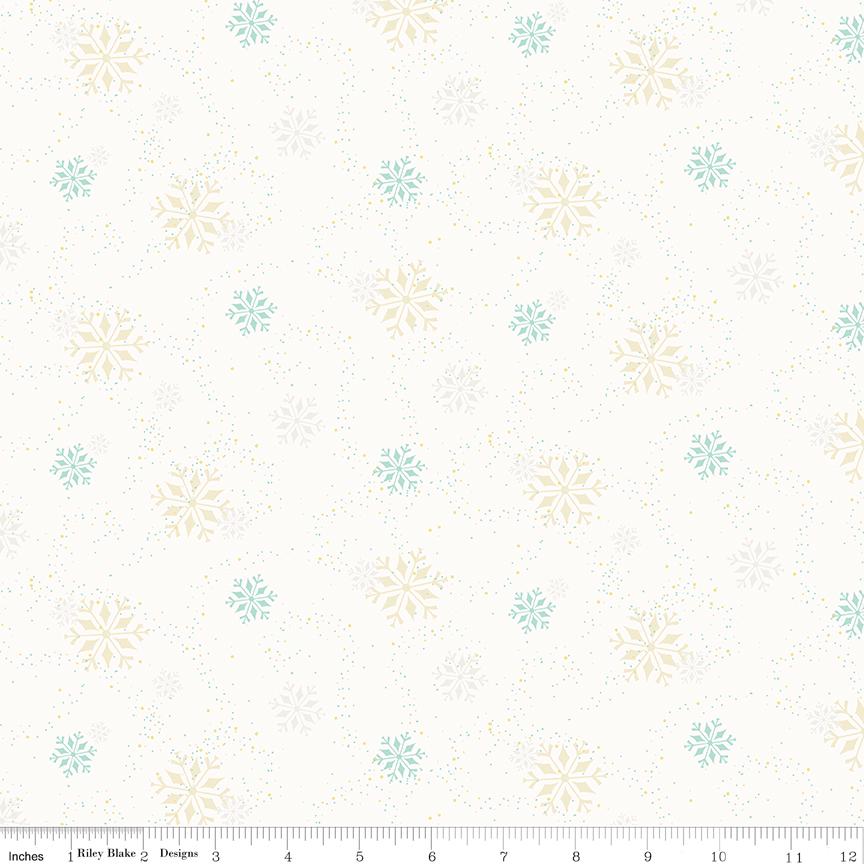 In From The Cold Snowflakes on White - by Heather Peterson of Anka's Treasures; Sold in Half Yard Increments