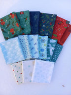 Winter Mix Fat Quarter Bundle with pieces from Lori Holt and Heather Peterson; 15 piece bundle, approx. 18" x 21" each