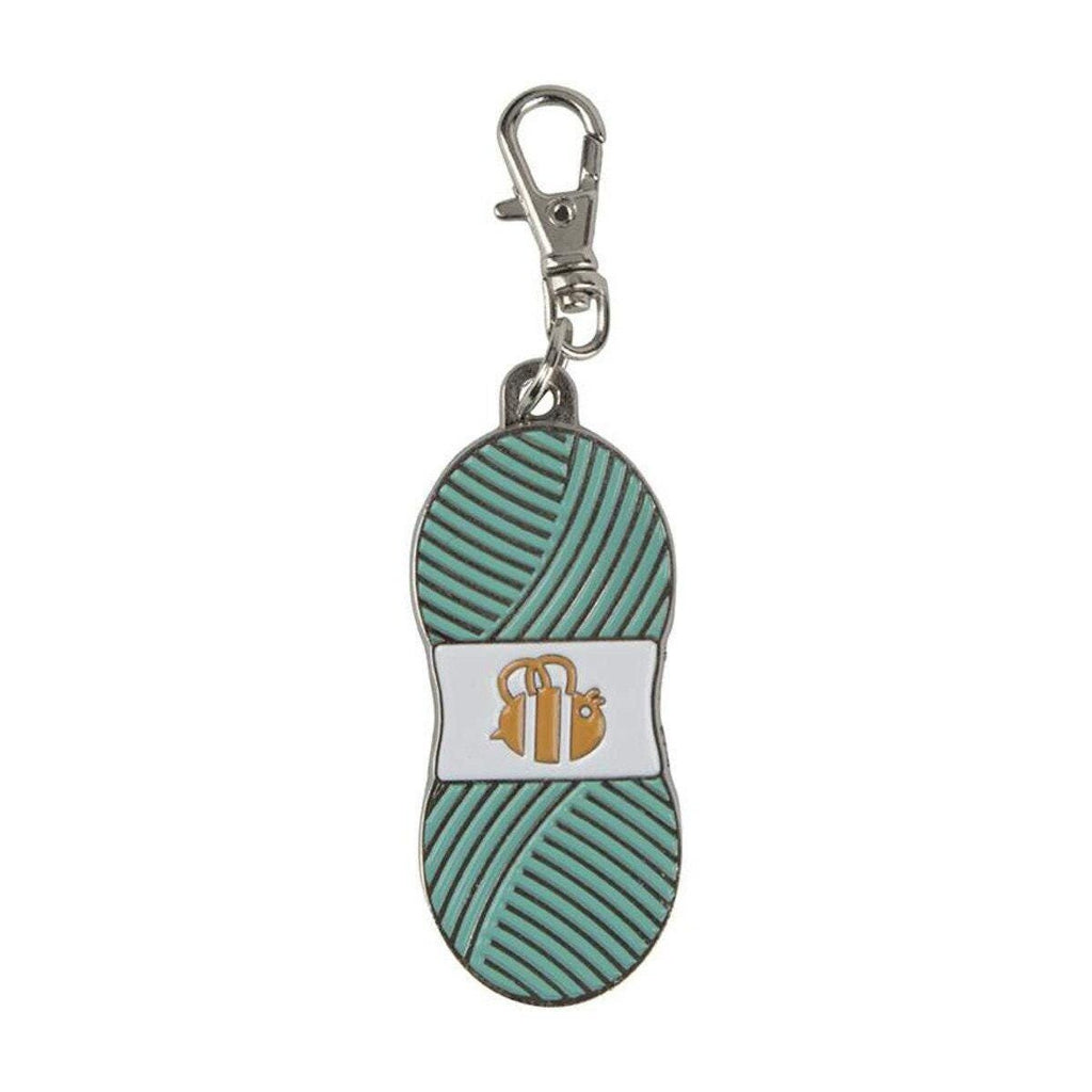 Chunky Thread Enamel Happy Charm by Lori Holt of Bee in my Bonnet; Color: Sea Glass; Approx. 2 cm x 5 cm zipper pull