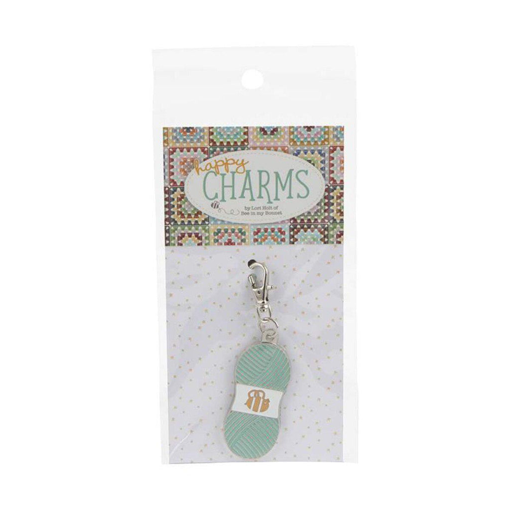Chunky Thread Enamel Happy Charm by Lori Holt of Bee in my Bonnet; Color: Sea Glass; Approx. 2 cm x 5 cm zipper pull