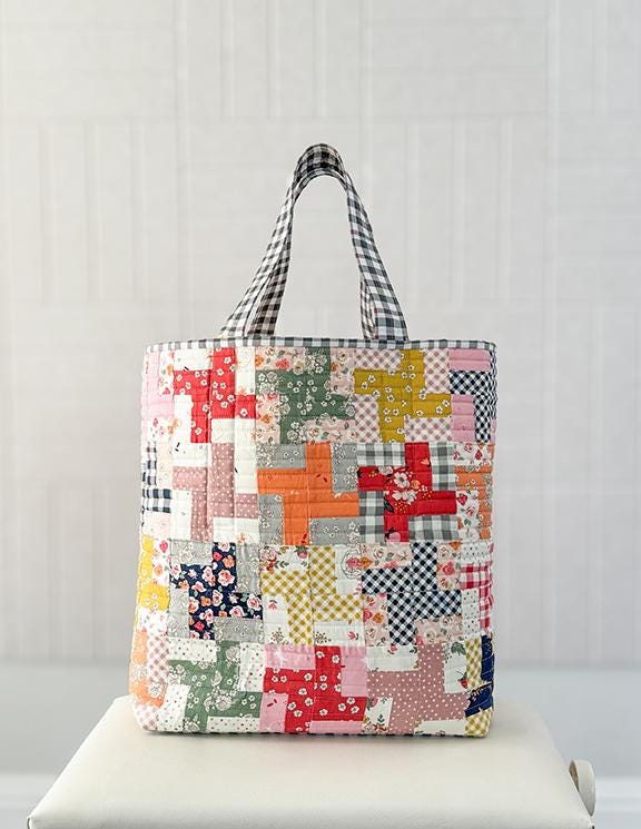 Minki Kim Quilter’s Big Tote PAPER Pattern; Finished size is 20" W x 16" H x 6" D