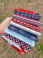 Sweet Freedom Fat Quarter Bundle by Beverly McCullough of Flamingo Toes; 10 Piece Patriotic Bundle