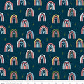 Rainbows on Oxford Blue from Day In The Life by Echo Park Paper Co.; Sold in Half Yard Increments