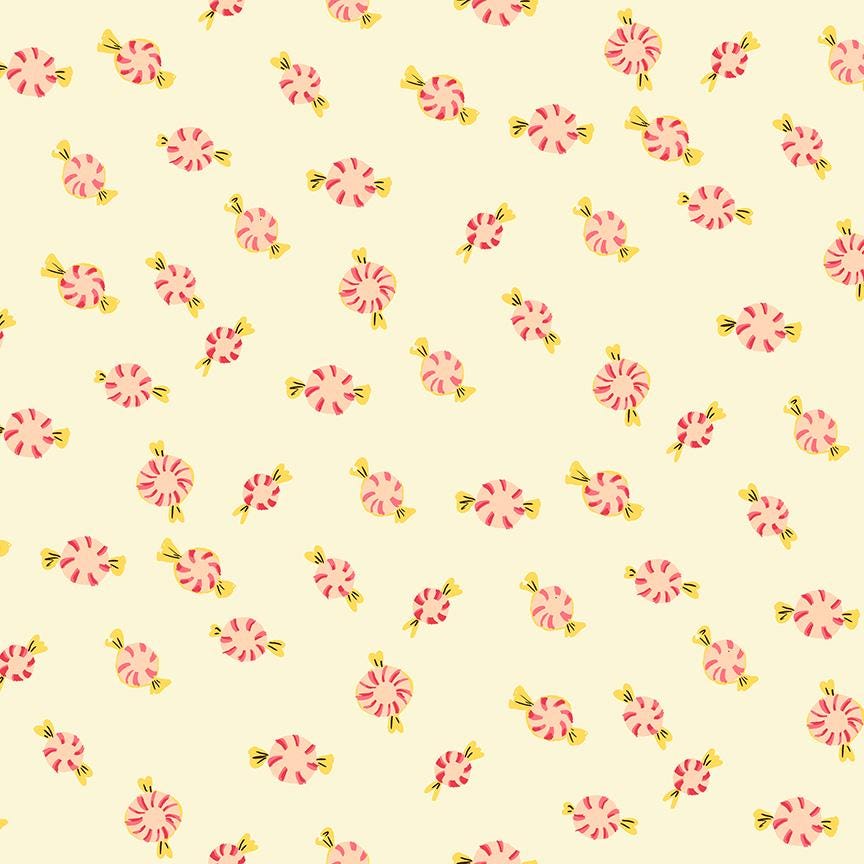 Peppermint Candies on Cream from Heather Ross' Studio Edit Collection for Windham Fabrics; Low Volume Fabric; Sold in Half Yard Increments