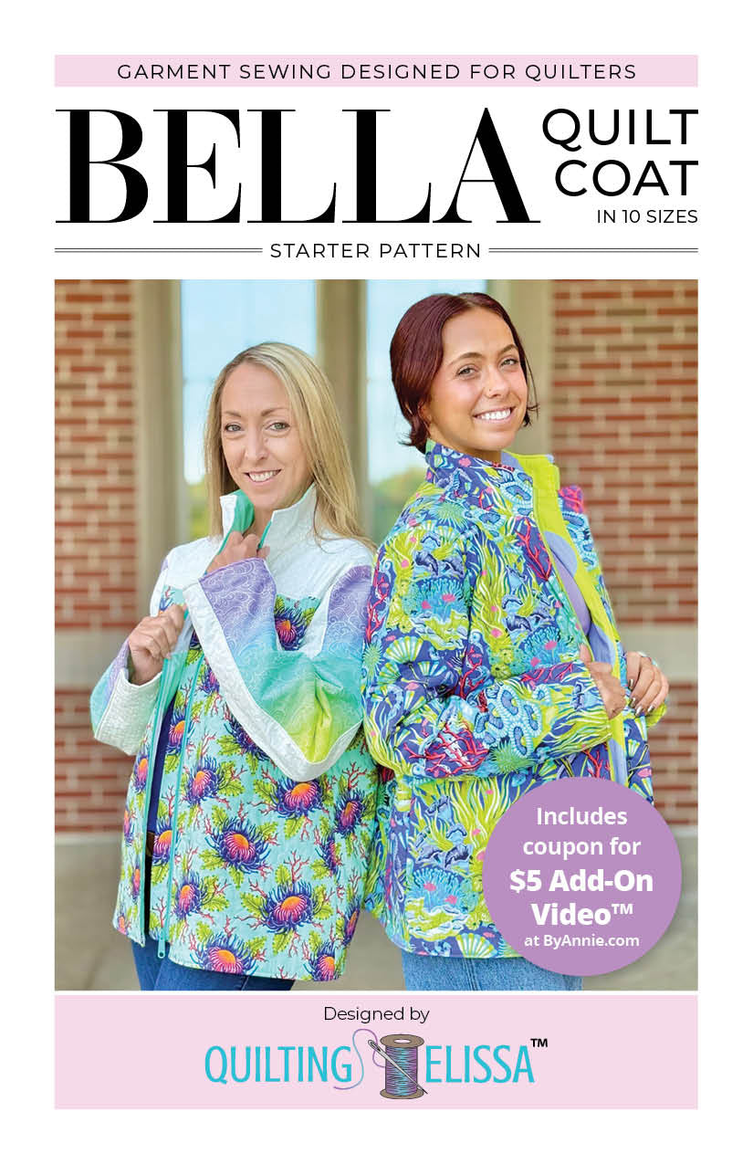 Bella Quilted Coat Pattern by Quilting Elissa in Collaboration with ByAnnie; Ten Sizes Available; PAPER Pattern