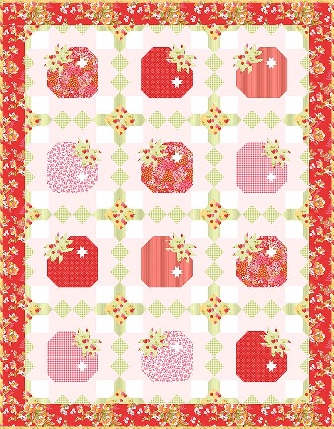 Wide Back Picnic Florals - Main Floral Print in Red by My Mind's Eye; Approx. 107"/108" for Quilt Backing; Sold by the Yard
