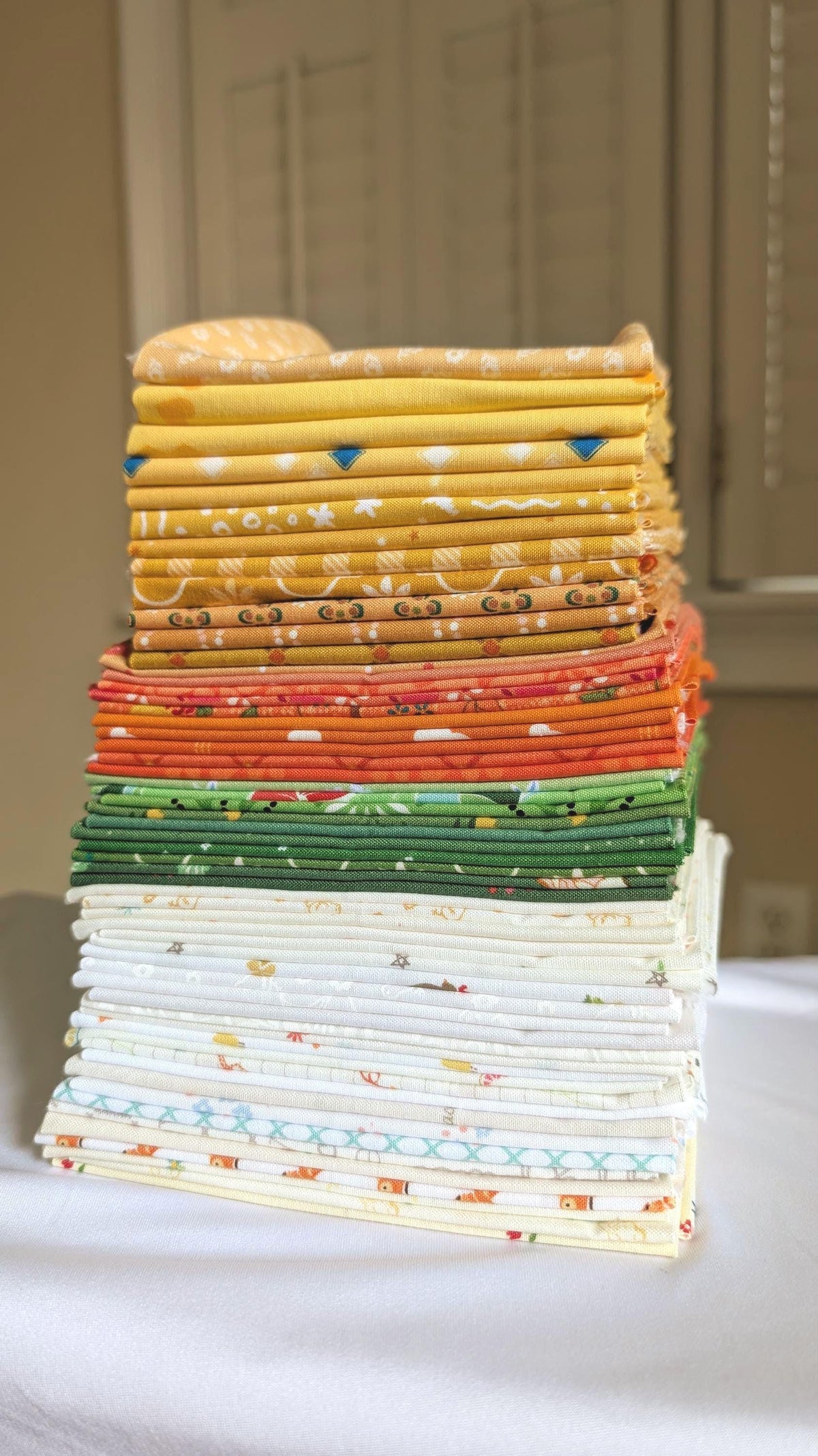 Quilt Kit for Scrappy Pineapple Love Quilt by Maker Valley; Includes 25 LVs, 12 Yellows, 10 Greens, and 10 Oranges; Finishes at ~ 54" x 76"