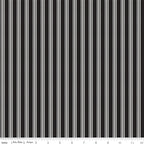 Midnight Meadow Stripes - Black and White Ticking Stripe by My Mind's Eye; Sold in Half Yard Increments