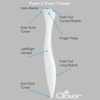 Clover 7803 Point 2 Point Turner Recommended by Lori Holt for Applique; Turning Tool for Sewing and Bag Making; Hera Marker for Quilting