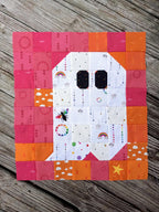 Quilt Kit for Rainbow Ghost Party Quilt by Woolly Petals; Includes 30 Rainbow FATTER Eighths, 8 LV FQs, 1 Black FQ, Half-Yard Star Fabric + Paper Pattern