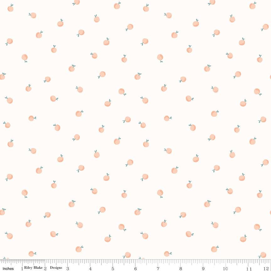 Just Peachy on Off-White; Hush Hush 4 by Rachel Erickson; Sold in Half Yard Increments