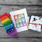 Quilt Kit for Rainbow Ghost Party Quilt by Woolly Petals; Includes 30 Rainbow FATTER Eighths, 8 LV FQs, 1 Black FQ, Half-Yard Star Fabric + Paper Pattern