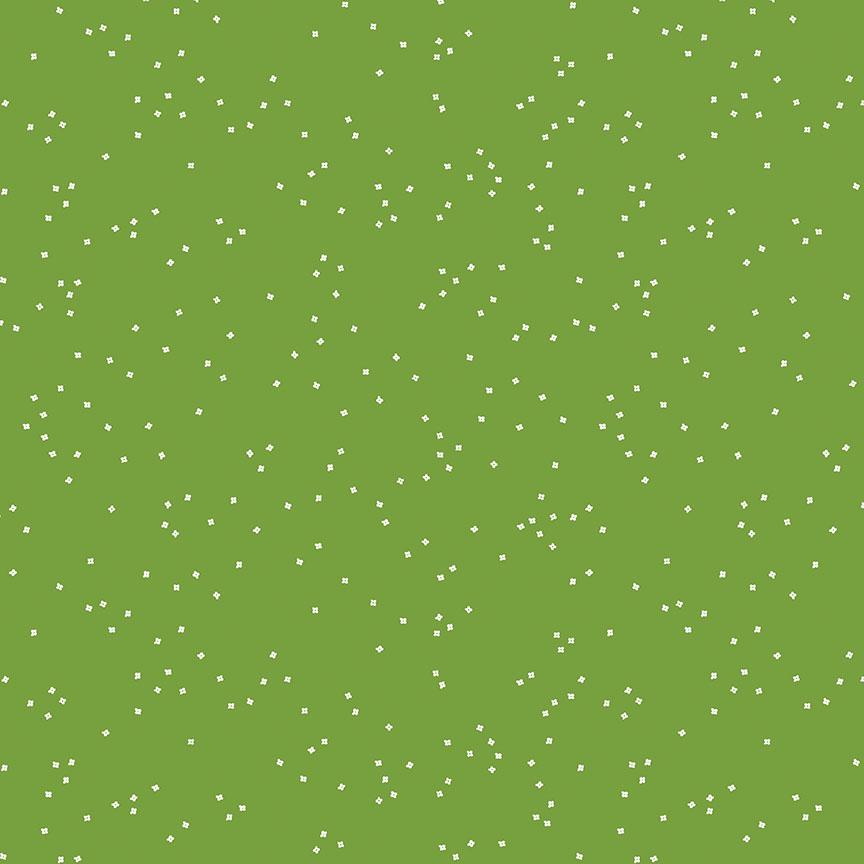 Blossom - White Confetti on Holly Green by Christopher Thompson; Sold in Half Yard Increments