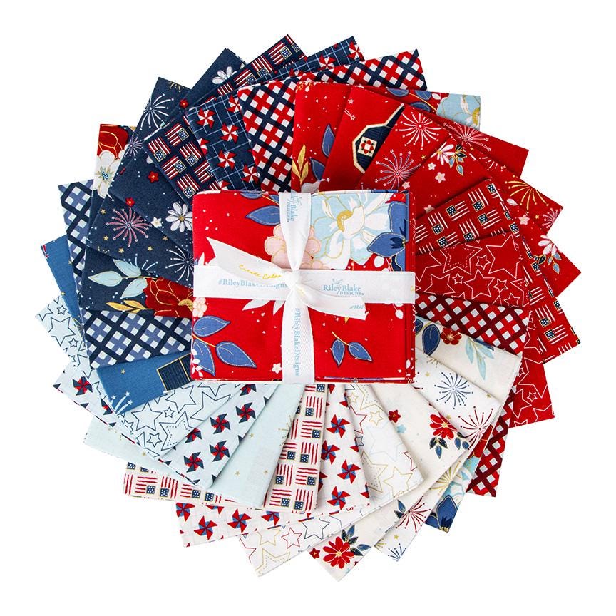 Sweet Freedom Barns on Red with Sparkle by Beverly McCullough of Flamingo Toes; Sold in Half Yard Increments