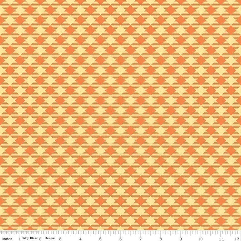Bee Basics Gingham - Orange by Lori Holt of Bee in my Bonnet, Tone on Tone Gingham Fabric; Sold in Half Yard Increments